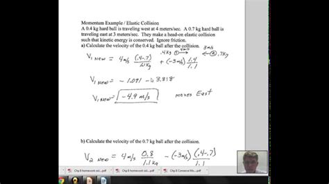 Elastic Collision Calculate The Two Final Velocities Youtube