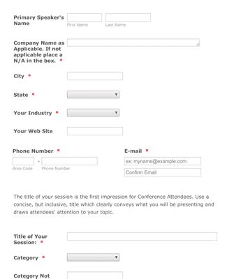 Conference Speaker Application Form Template Jotform