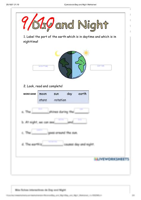 Daytime And Nighttime Worksheets