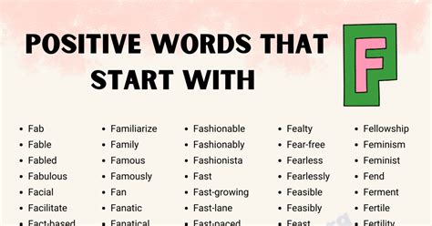 Simple Words That Start With F