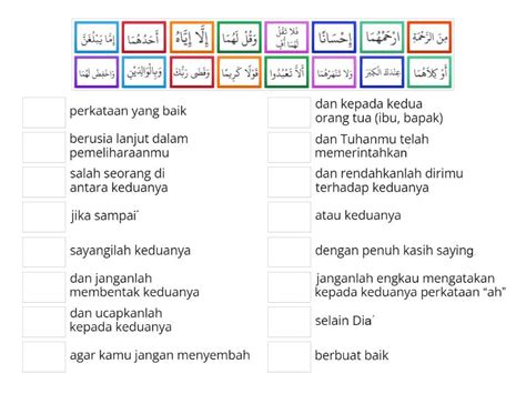 Pasangkan Mufradat Berikut Match Up