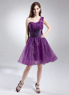 A Line Princess One Shoulder Knee Length Organza Homecoming Dress With