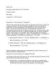 Assignment 2 Docx GEOL 1111 Principles Of Earth Science Lab CRN