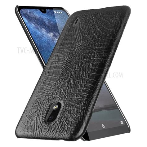 Crocodile Skin Pu Leather Coated Hard Plastic Case For Nokia Black