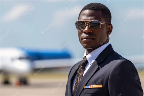 Premium Photo | Afro american male flight attendant wearing a flight ...