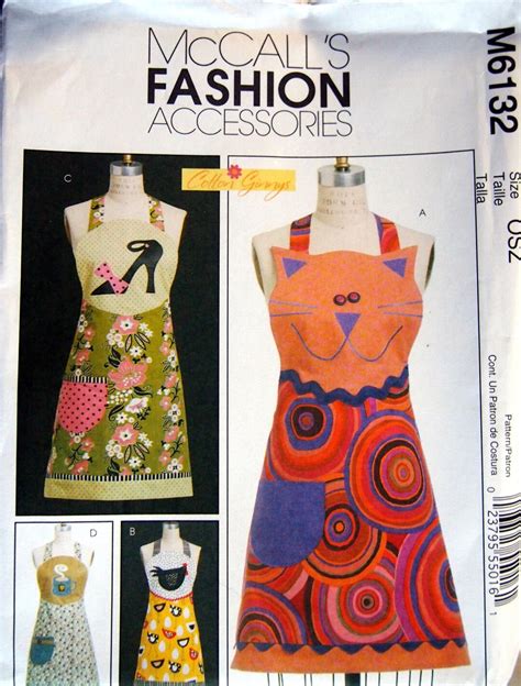 Aprons Mccall S Fashion Accessories M Uncut Sewing Etsy