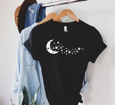 Moon And Stars T Shirt Celestial Shirt Moon Cute T Shirt Starry Night