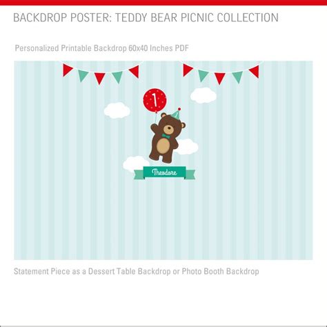 DIGITAL FILE Teddy Bear Picnic Printable Banner Backdrop | Etsy