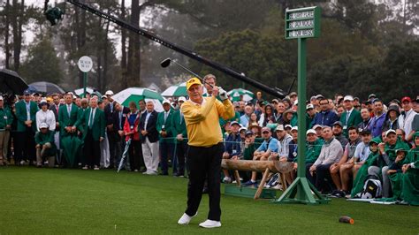 Honorary Starter And Masters Champion Jack Nicklaus Hits His Tee Shot