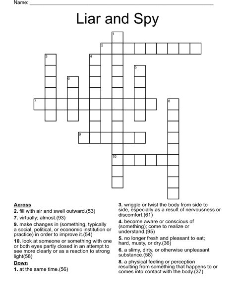 Liar And Spy Crossword Wordmint