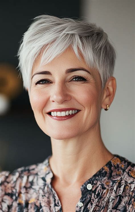 Chic Pixie Haircut For Women Over Silver Short Pixie With