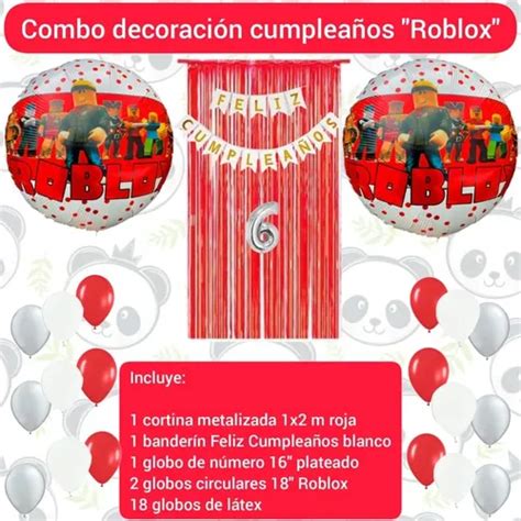 Combo Decoraci N Cumplea Os Roblox Globos Cortina Banderin Mercadolibre