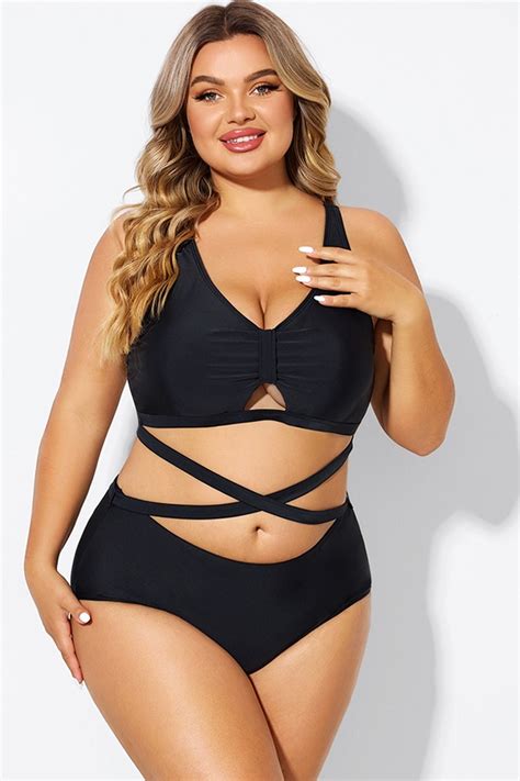 Black Plus Size With Adjustable Straps Sexy Bikini Top Meet Curve Meet Curve
