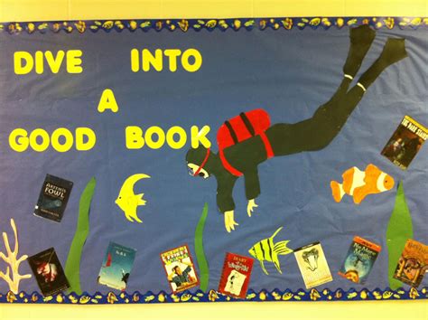 Dive Into A Good Book Bulletin Board I Did At Wayne Middle School Divingboardideas Teacher