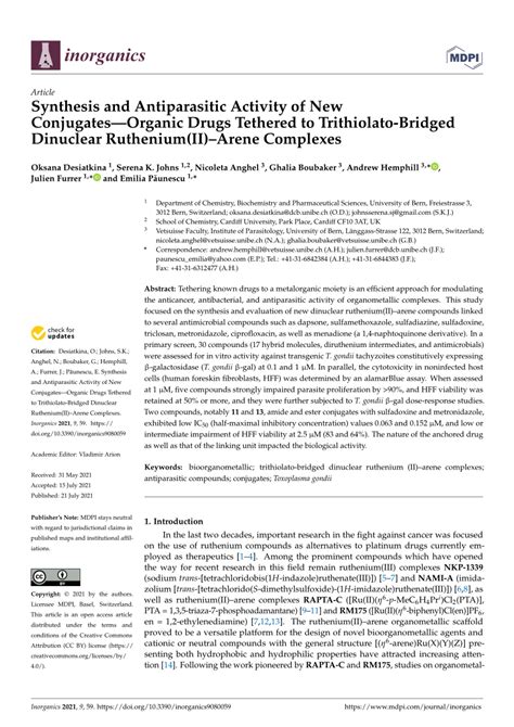 PDF Synthesis And Antiparasitic Activity Of New ConjugatesOrganic