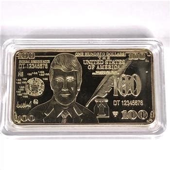 K Gold Layered Donald Trump Bar Federal Reserve Note Replica