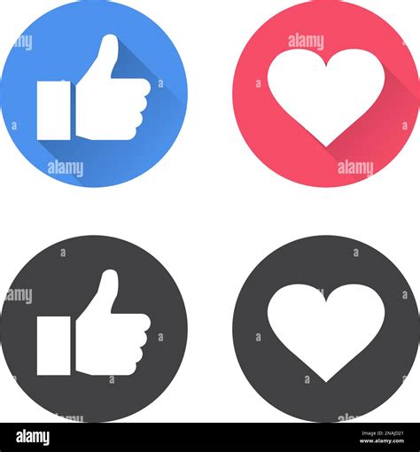 Thumbs Up And Heart Icon In A Flat Design Vector Illustration Stock