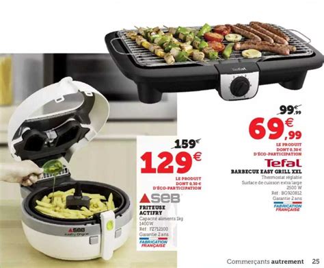 Promo Friteuse Actifry Seb Barbecue Easy Grill Xxl Tefal Chez Hyper U