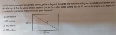 Solved Um Terreno Retangular Ser Dividido Ao Meio Pela Sua