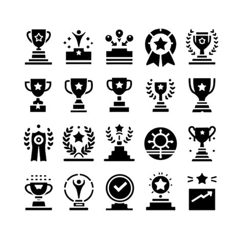 Premium Vector Award Cups Vector Set Trophy Black Icons Sport