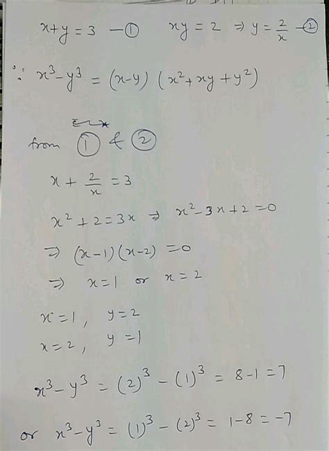 If X Y 3 And X Y 2 The Value Of X { 3 } Y { 3 } Isn Begin{array} { L