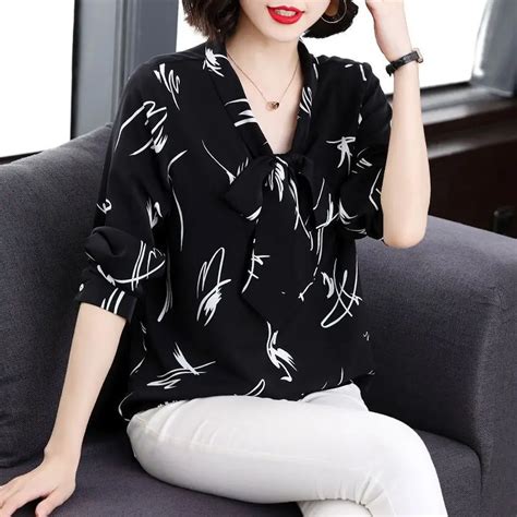 Moda Vintage Impresso Camisa Feminina Roupas Elegantes Cachecol