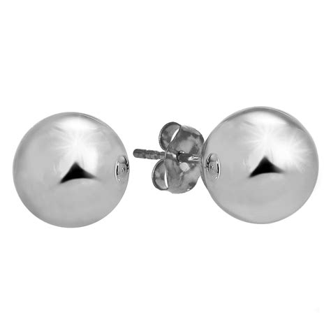 Jewelstop 14k White Gold Ball Stud Earrings 2mm 3mm 4mm 5mm 6mm 7mm