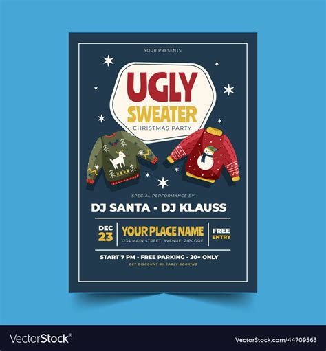 Ugly sweater party invitation template design Vector Image