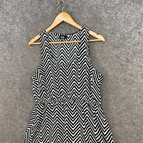 Dotti Womens Dress Size 12 Black White A Line Sleeveless Scoop Neck