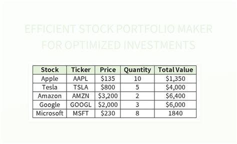 Free Optimized Investments Templates For Google Sheets And Microsoft