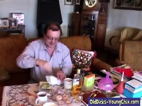 Old Doctor Gives Brunette Her Medicine