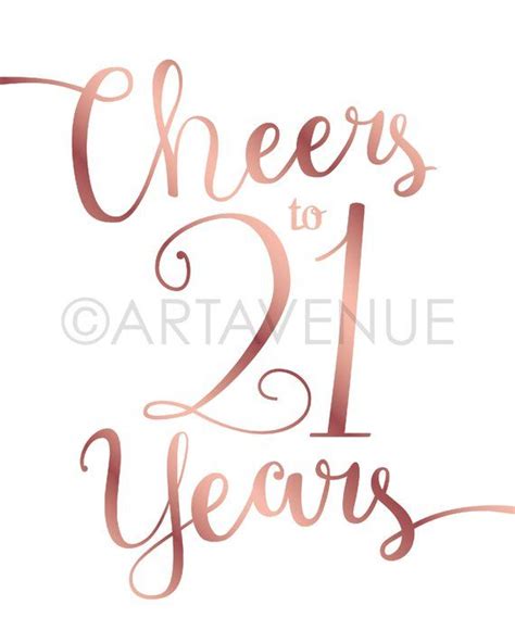 Rose Gold Sign Printables Cheers To 21 Years Party Sign Downloads