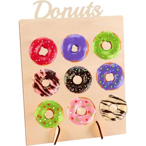 Support Pour Donut En Bois 9 Trous Mur De Beignets Réutilisable Donut