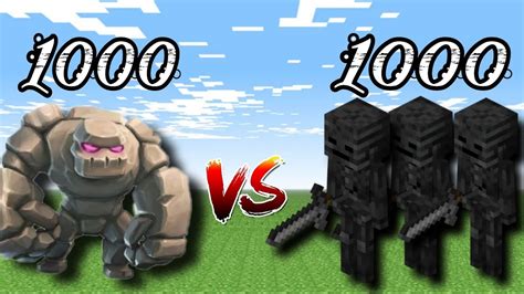 1000 Golems Vs 1000 Wither Skeleton In Minecraft Youtube