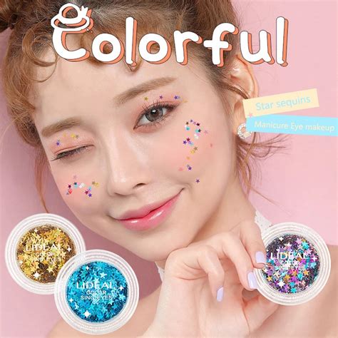 Lideal 6 Style Hybrid Sequins Glitter Star Shape Nail Face Body Eye