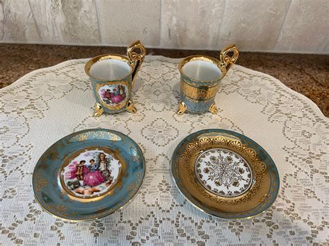 Vintage KPM Bone China Demitasse Gold Gilt Cups And Saucers Etsy