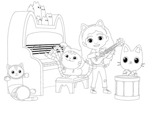 Gabby, Pandy Paws, DJ Catnip and Pillow Cat Coloring Page - Free ...