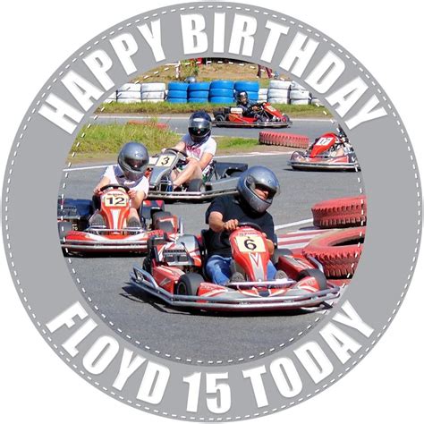 Go Karting Cake Topper 75 Inch Personalised Edible On Icing Sheet With