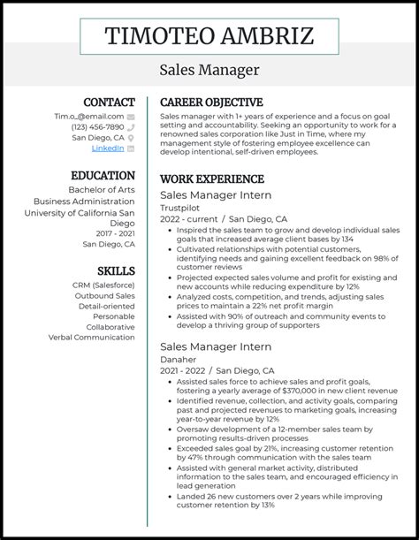 7 Sales Manager Resume Examples That Work For 2022