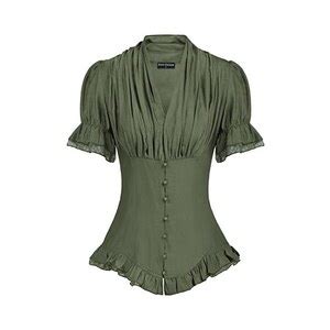 Scarlet Darkness Camicia Da Donna In Stile Gotico Con Maniche Corte A