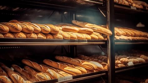 Premium Photo A Bakery With A Display Of Baguettes And Breads