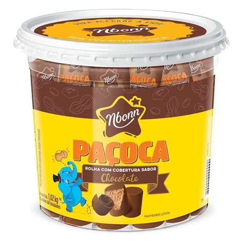 Paçoca Rolha Coberta Chocolate Nutribonn 1 02kg J A Doces