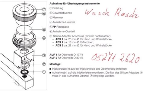 Neu ADS1 Adapter Silikon 20mm AUF1 AUF2 Miele Thermodesinfektor O177