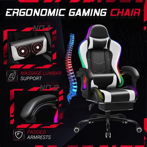 Homall Rgb Gaming Chair With Massage And Led Lights Ergonomic Computer