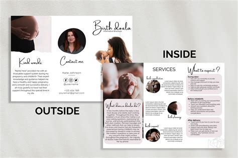 Birth Doula Brochure Template Doula Business Marketing Midwife Template