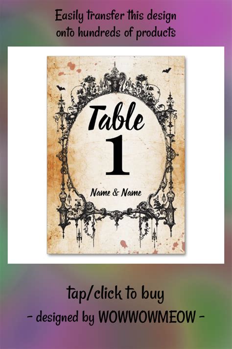 Table Numbers Wedding Gothic Frame Halloween Cards Zazzle In 2022