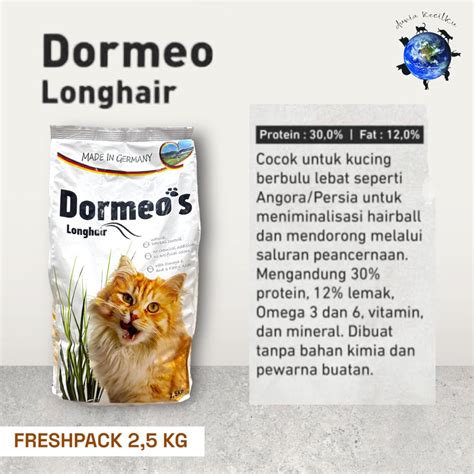 Jual Dormeos Long Hair Premium Adult Cat Food Tanpa Pengawet Kg