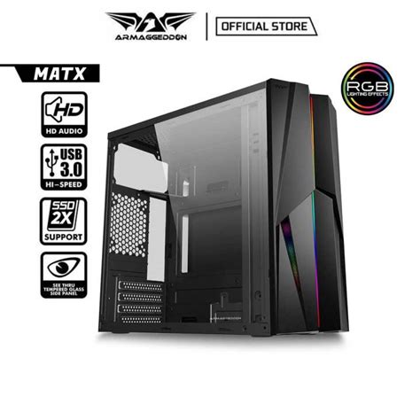 Armaggedon Tron X Matx Pc Gaming Case Rgb Light Strip Front Panel