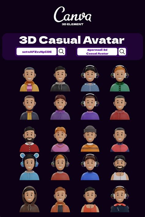 Canva Elements 3D Casual Avatar Set NAFZxvNpCDE In 2024 Canvas