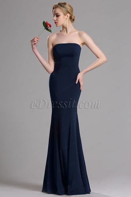 Dark Blue Strapless Evening Dress 00163605 EDressit